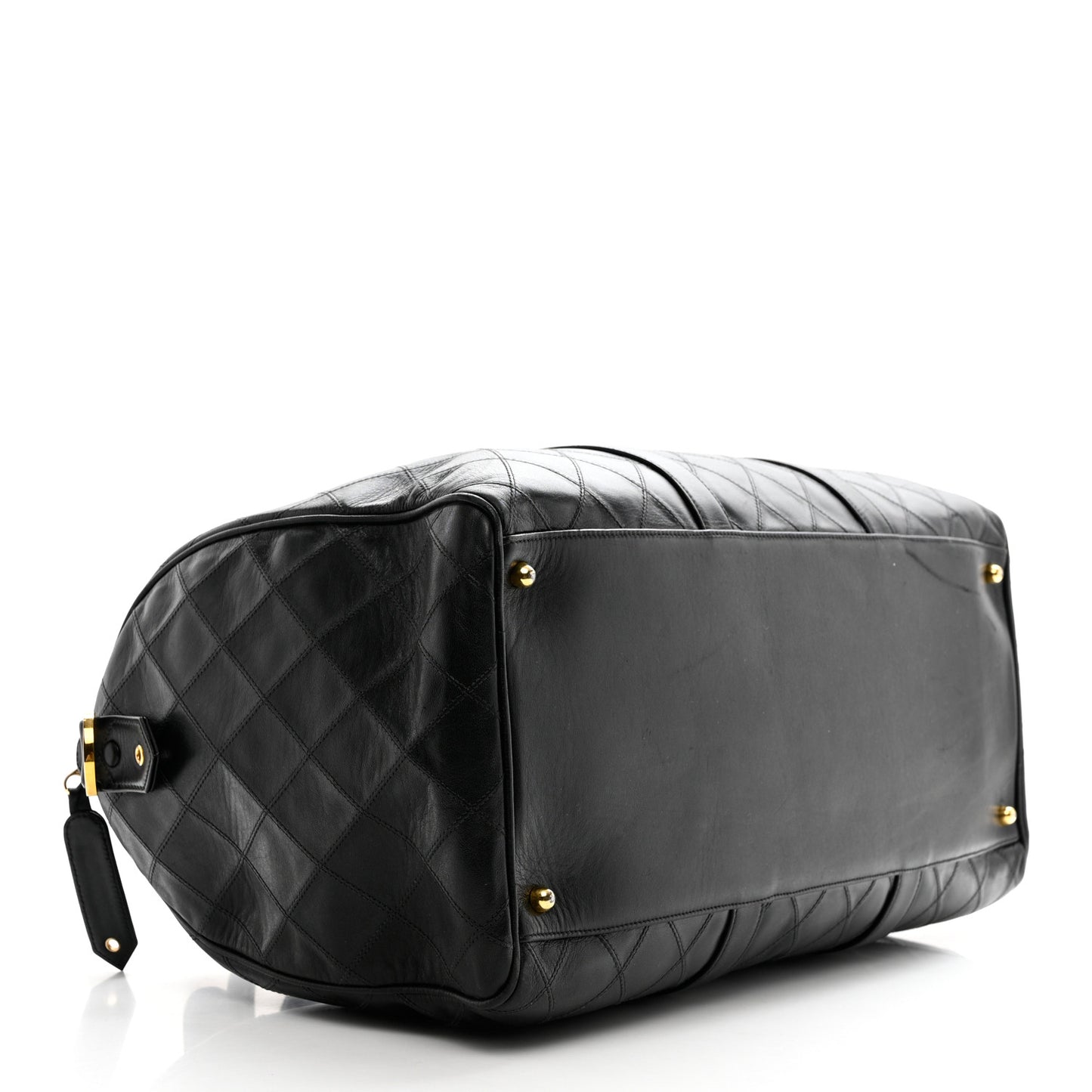 Lambskin Stitched Duffle Travel Bag Black