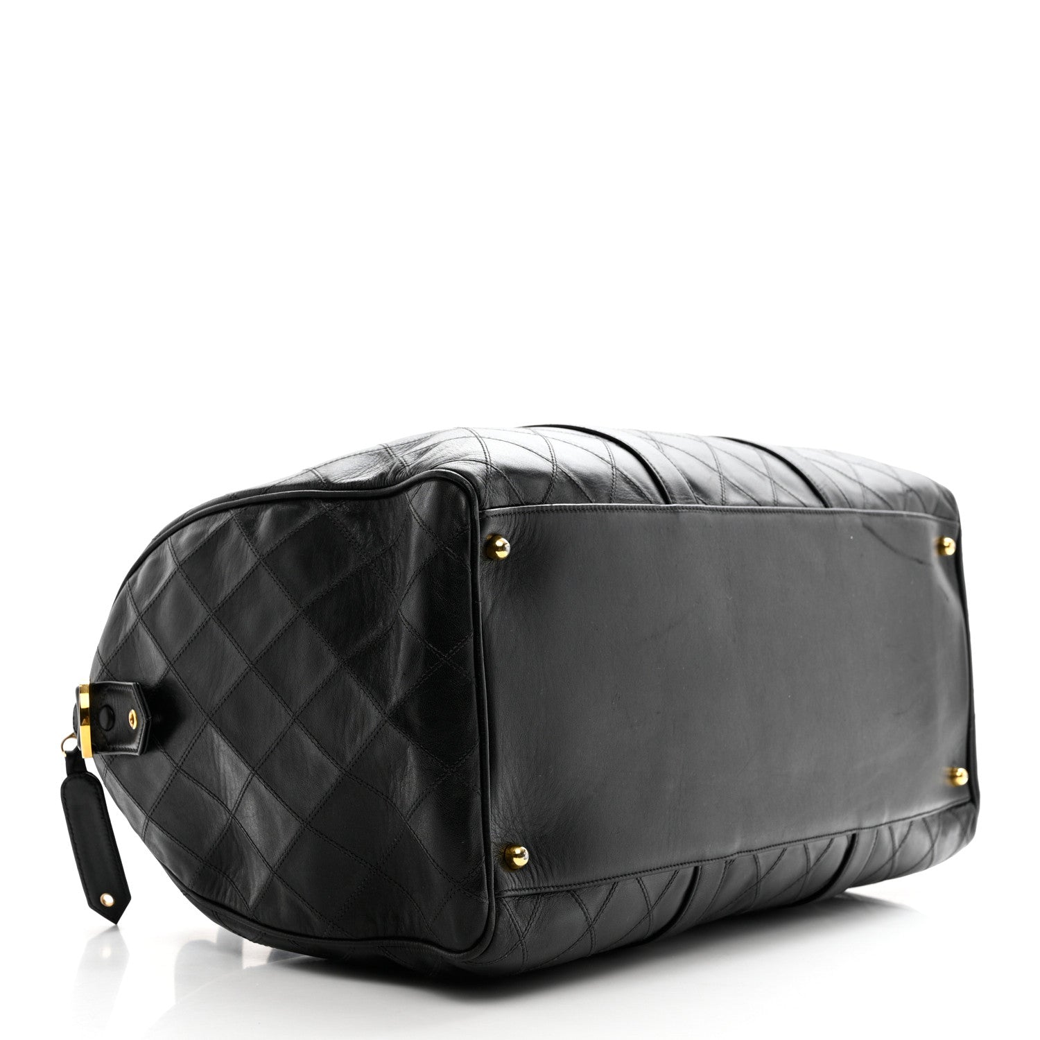 Chanel Lambskin Stitched Duffle Travel Bag Black 3 of 14