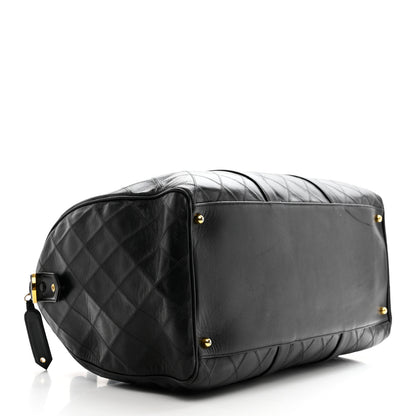 Chanel Lambskin Stitched Duffle Travel Bag Black 3 of 14