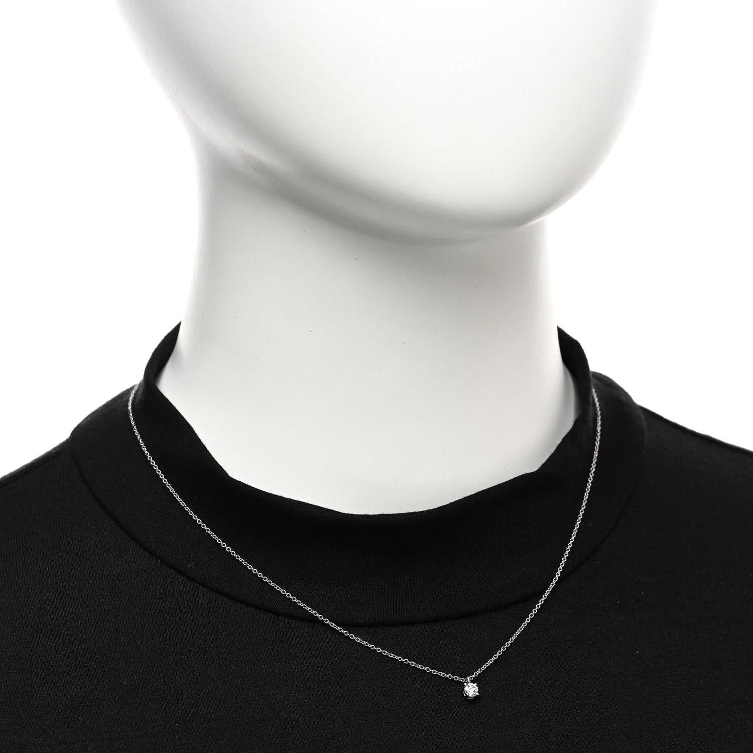 Tiffany Platinum Diamond .16ct Solitaire Pendant Necklace 2 of 4