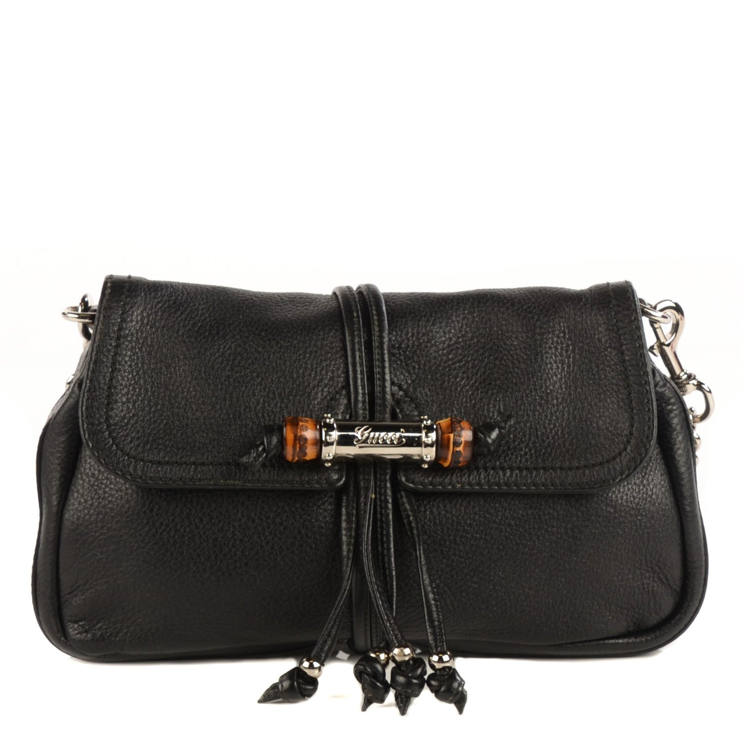 Calfskin Bamboo Croisette Evening Bag Black