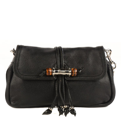 Gucci Calfskin Bamboo Croisette Evening Bag Black 1 of 7