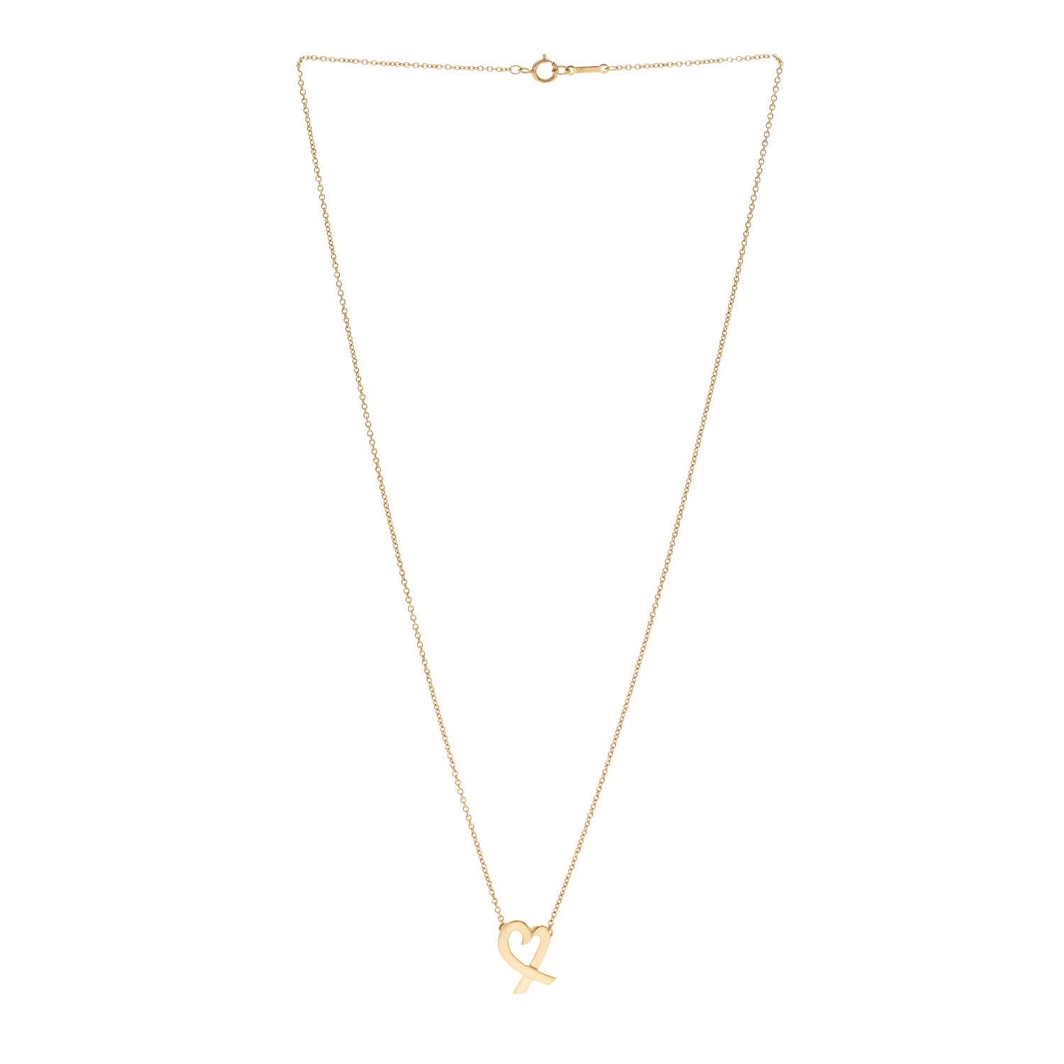 Tiffany 18K Yellow Gold Small Paloma Picasso Loving Heart Pendant Necklace 3 of 5