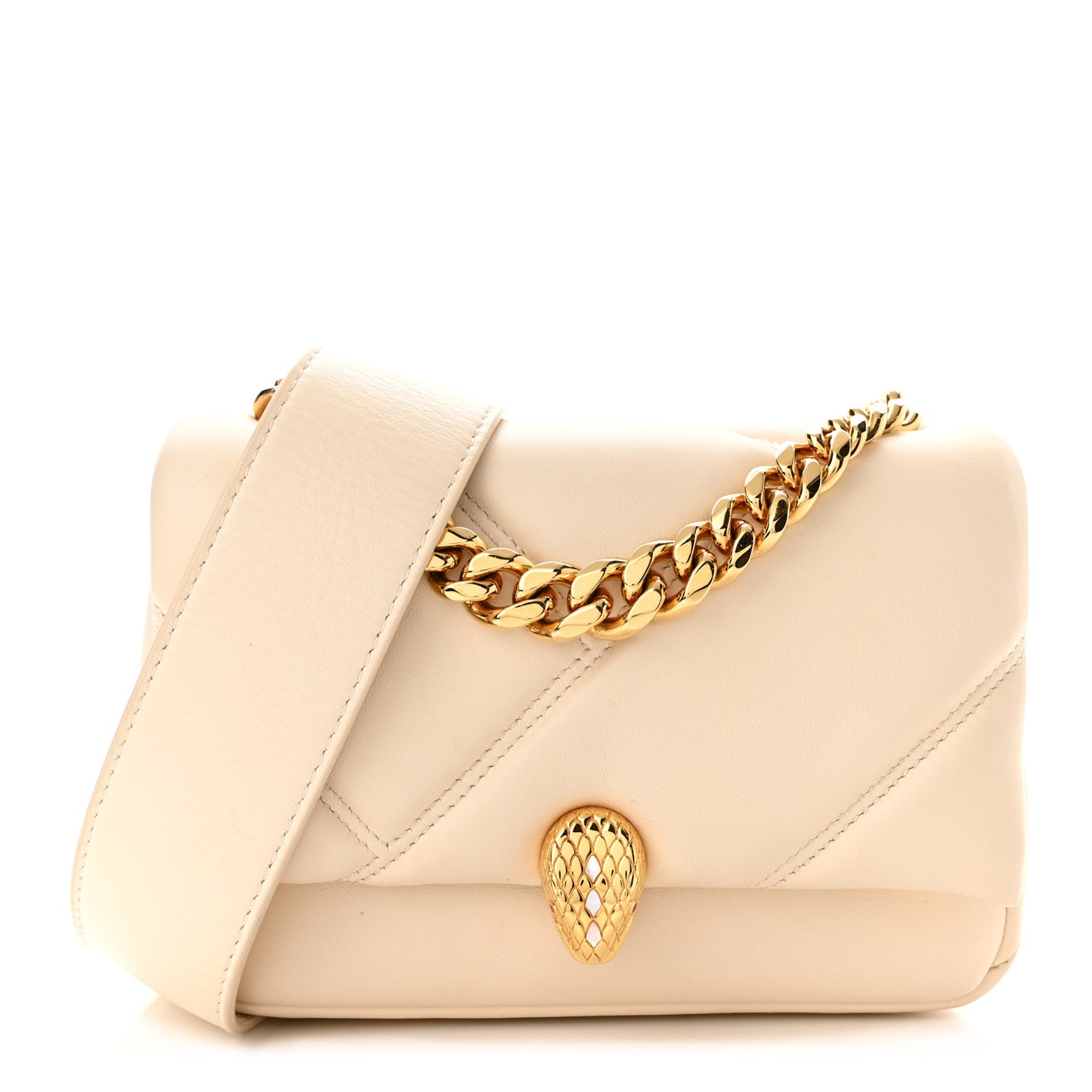 Calfskin Matelasse Mini Serpenti Cabochon Crossbody Bag Ivory Opal