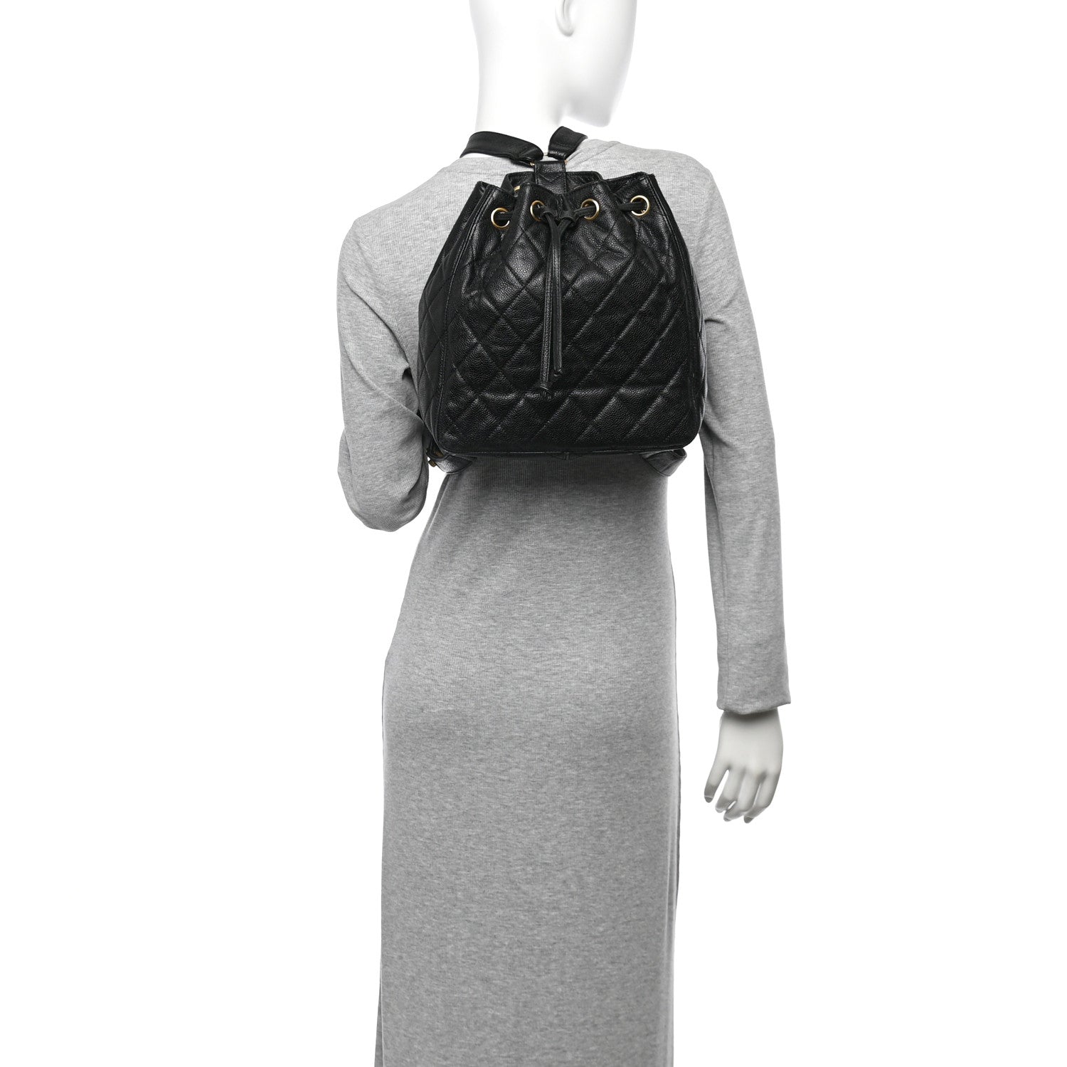 Chanel Caviar Quilted Drawstring Backpack Black 2 of 12