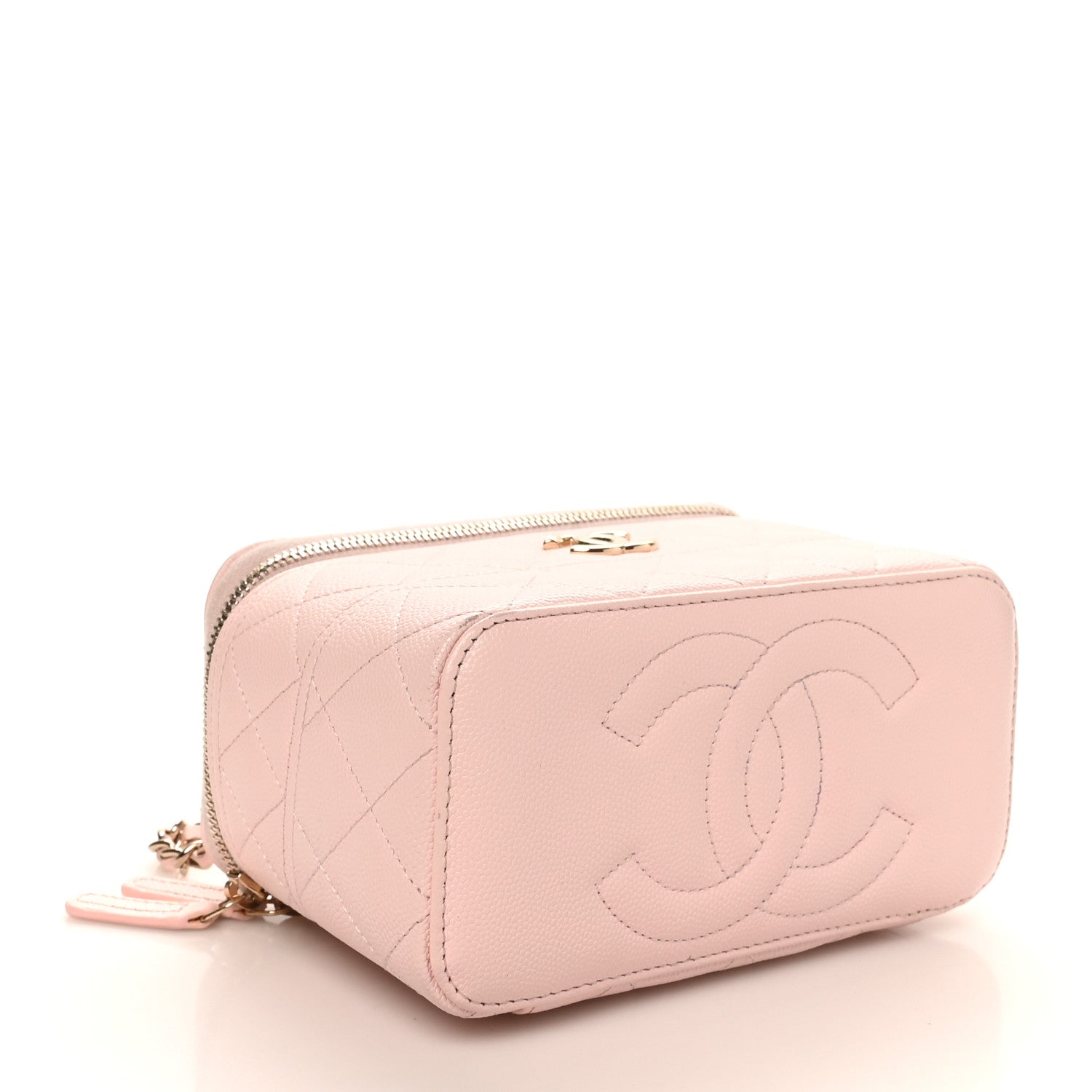 Chanel Caviar Quilted Top Handle Vanity With Chain Light Pink 4 of 12