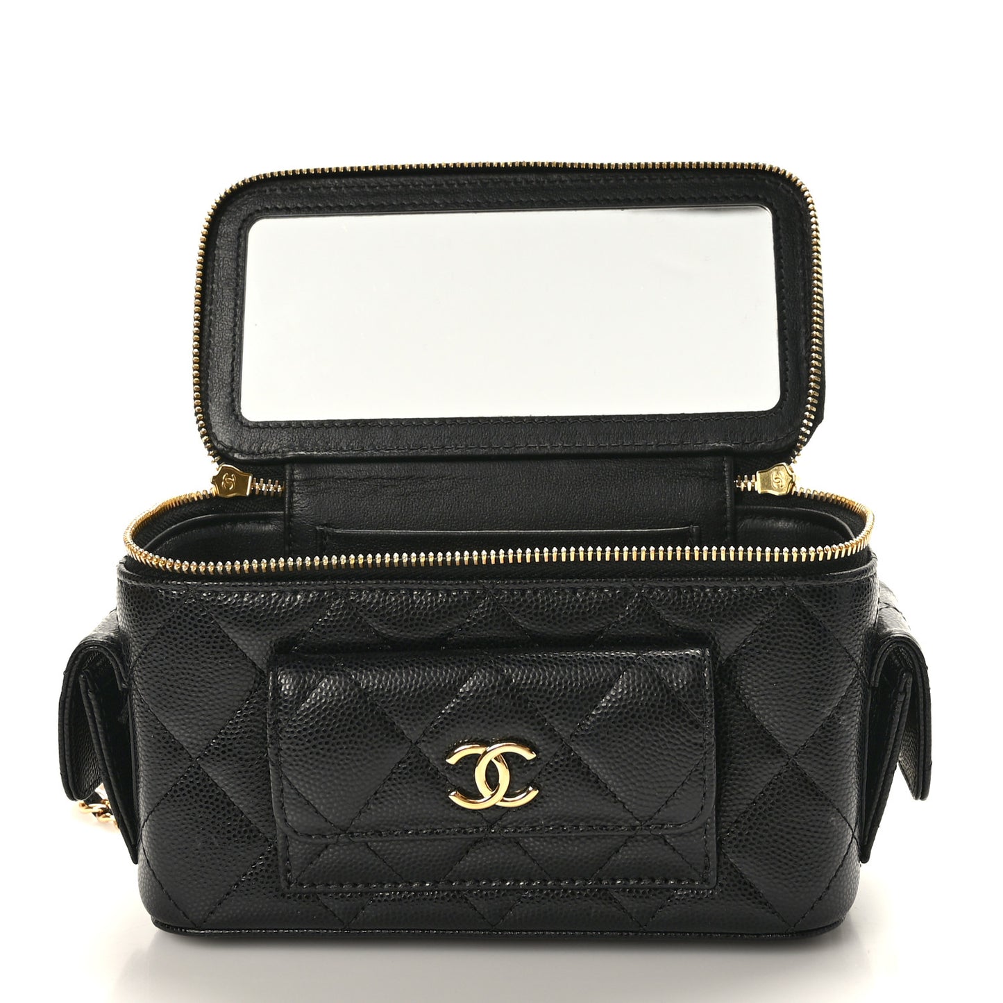 Caviar Quilted Polly Pocket East West Top Vanity With Chain Black