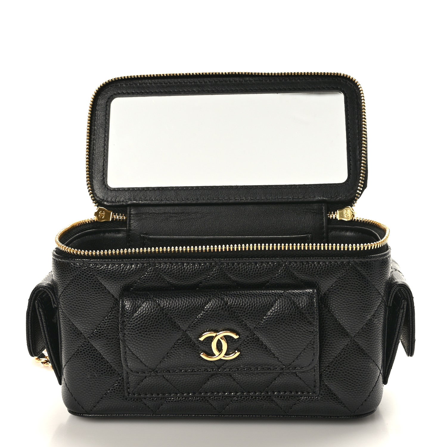 Chanel Caviar Quilted Polly Pocket East West Top Vanity With Chain Black 5 of 11