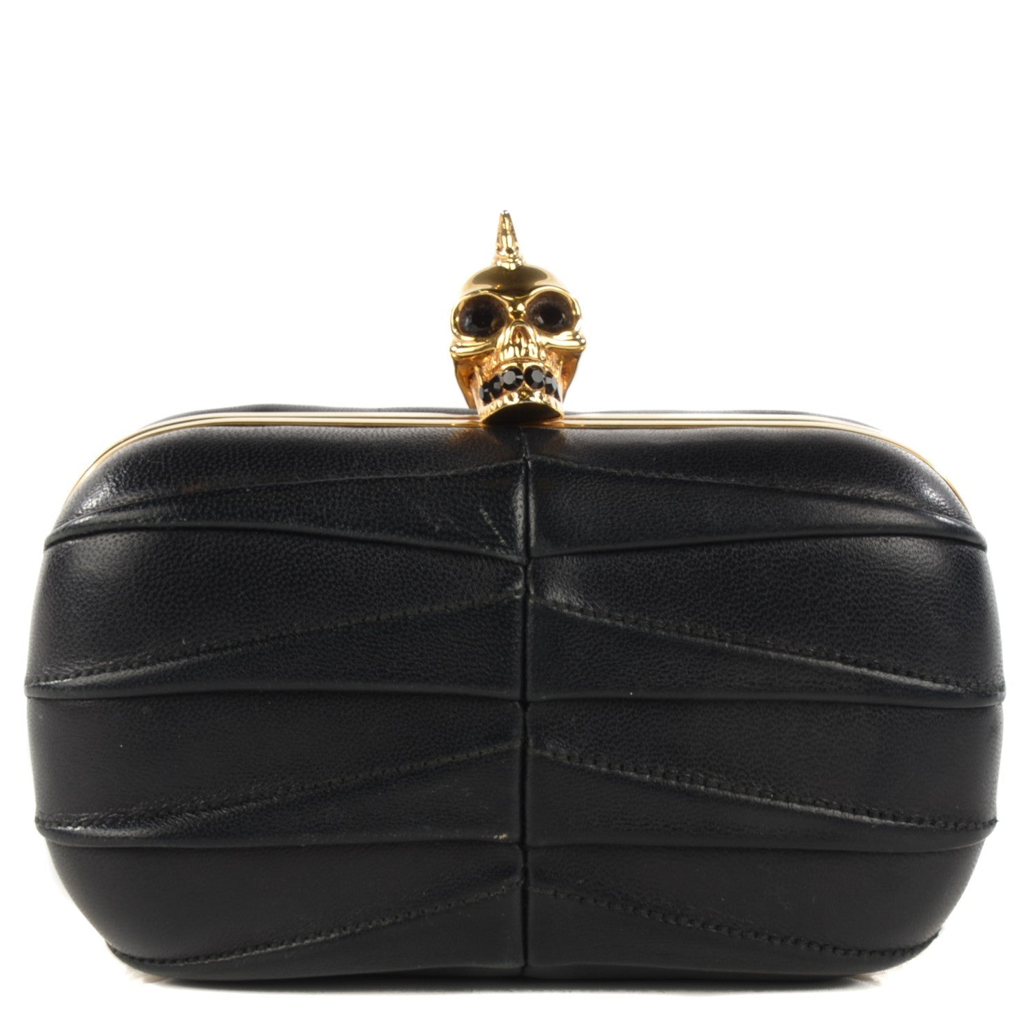 Alexander McQueen Leather Shark Teeth Skull Box Clutch Black 1 of 11