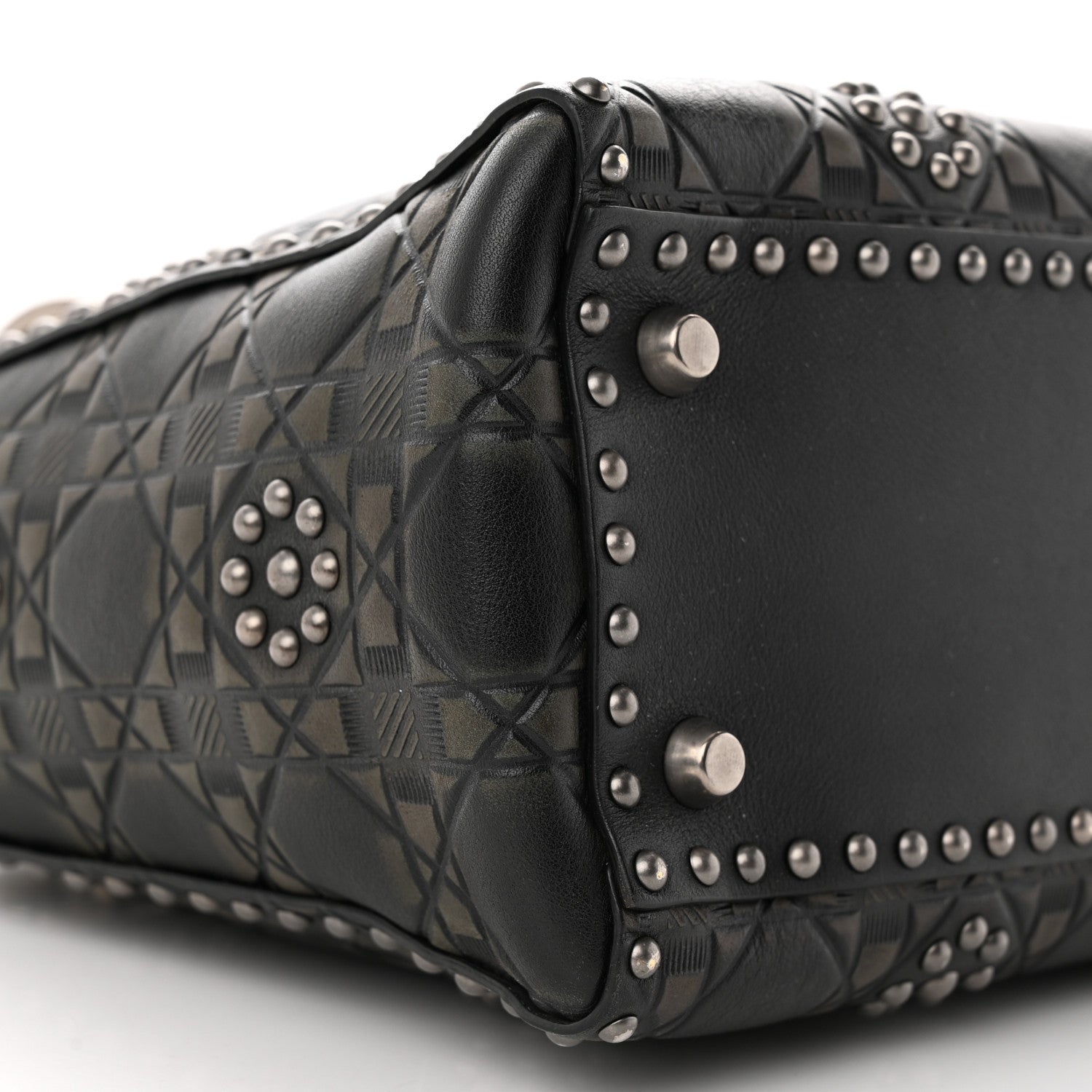 Christian Dior Calfskin Studded Flower Medium Lady Dior Black 8 of 11