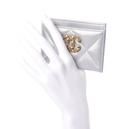 Chanel Metallic Goatskin Quilted 19 Card Holder Silver 2 of 8