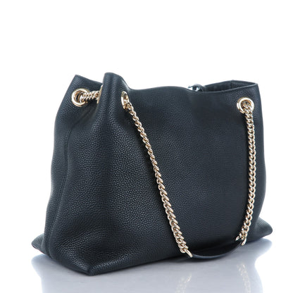 Gucci Pebbled Calfskin Medium Soho Chain Shoulder Bag Black 3 of 7