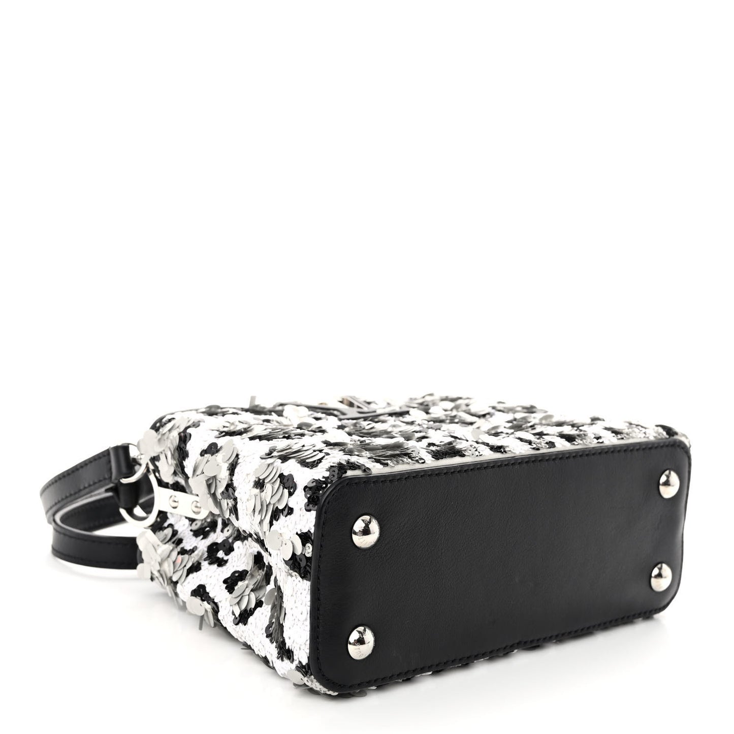 Calfskin Sequin Mini Capucines Black White