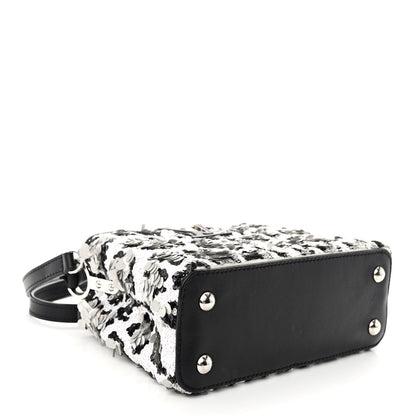 Louis Vuitton Calfskin Sequin Mini Capucines Black White 4 of 9