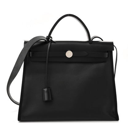 Hermes Toile H Berline Vache Hunter Herbag Zip PM 31 Black Ecru 1 of 13