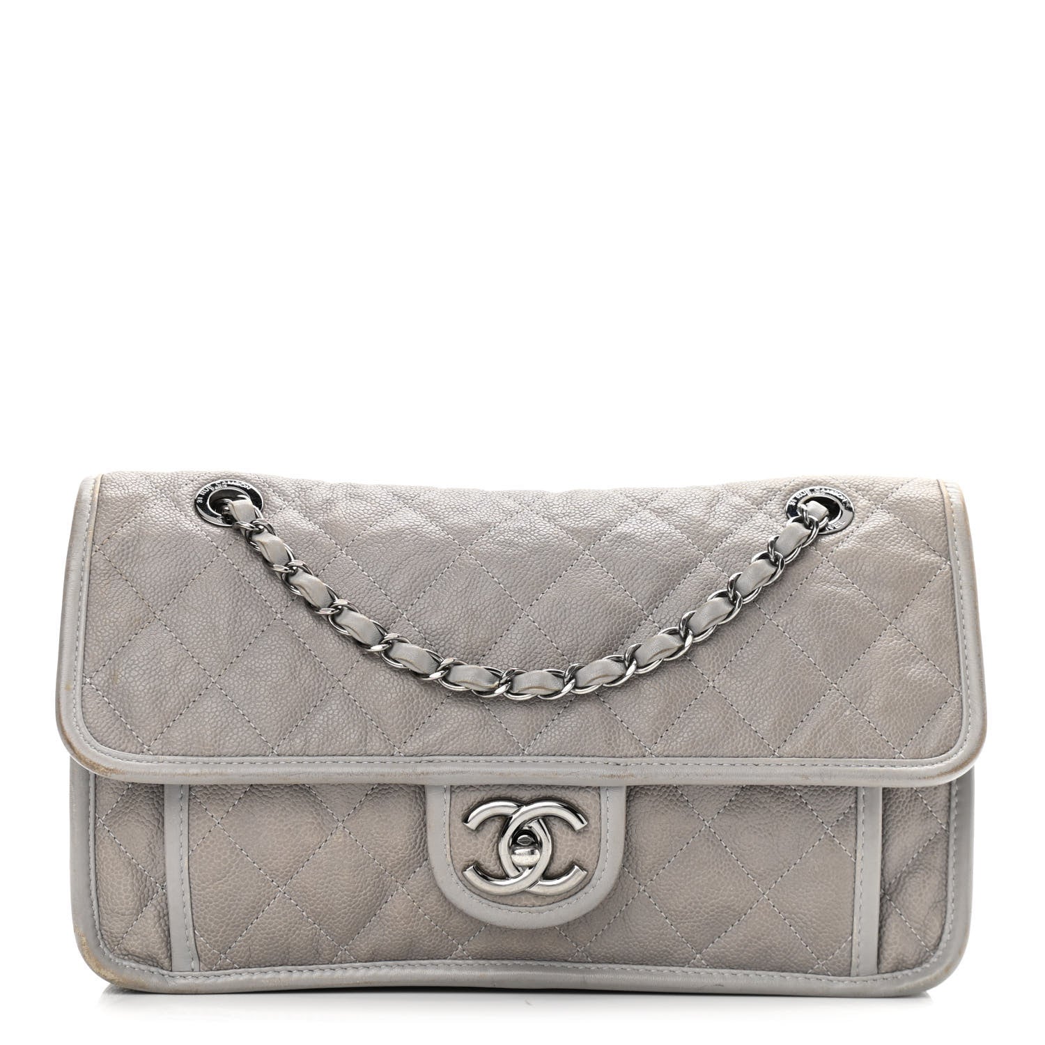 Chanel Caviar Quilted Medium French Riviera Flap Light Grey 1 of 19