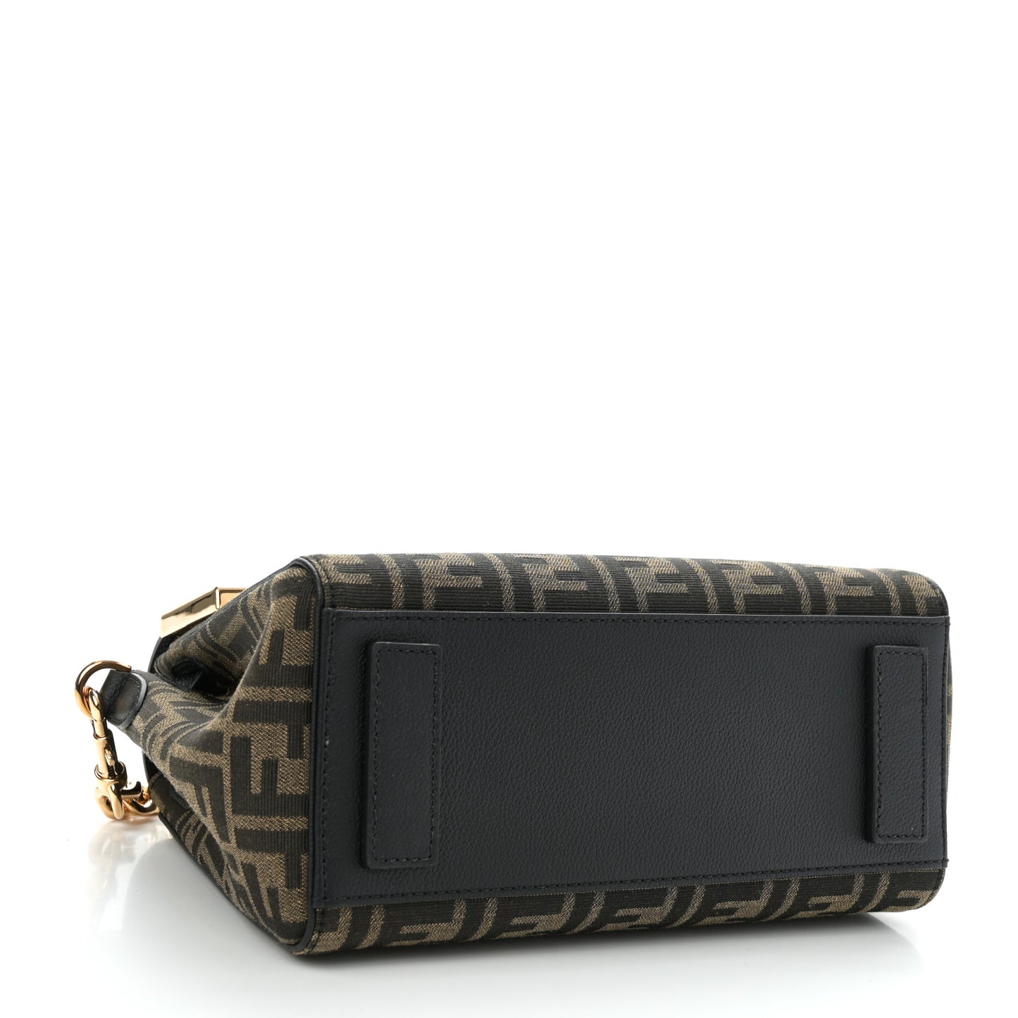 X FENDI Grained Calfskin Fendace Medium La Medusa Top Handle Bag Black Brown