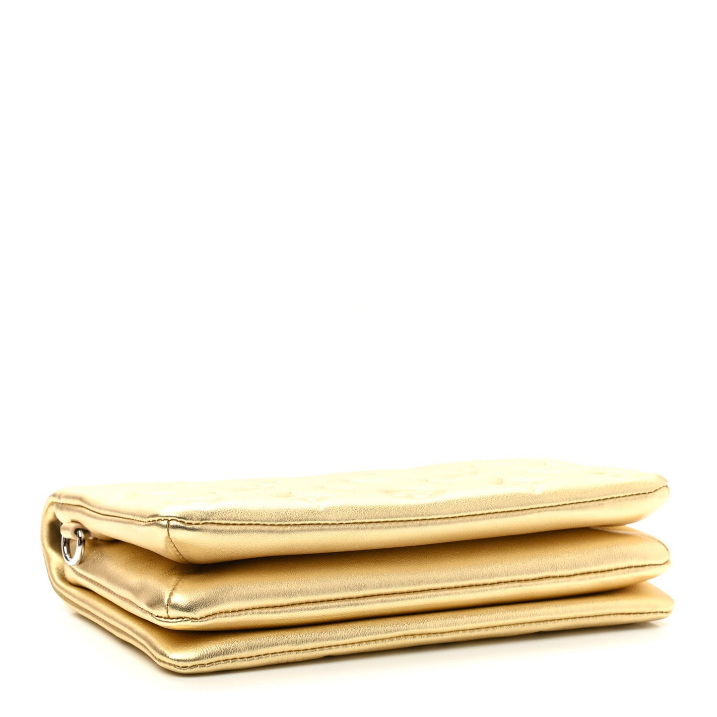 Metallic Lambskin Embossed Monogram Pochette Coussin Gold