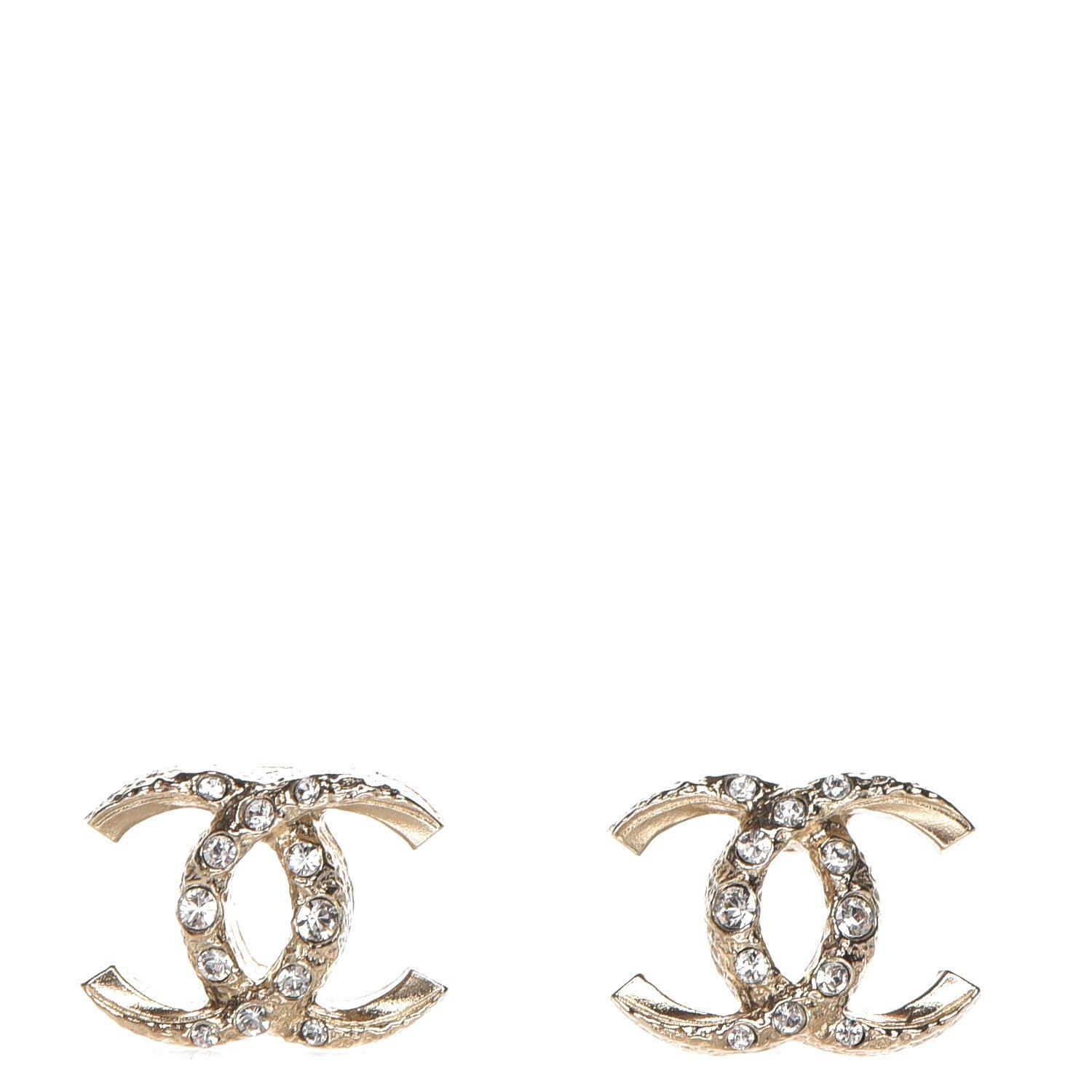 Chanel Crystal CC Logo Earrings Gold 1 of 4