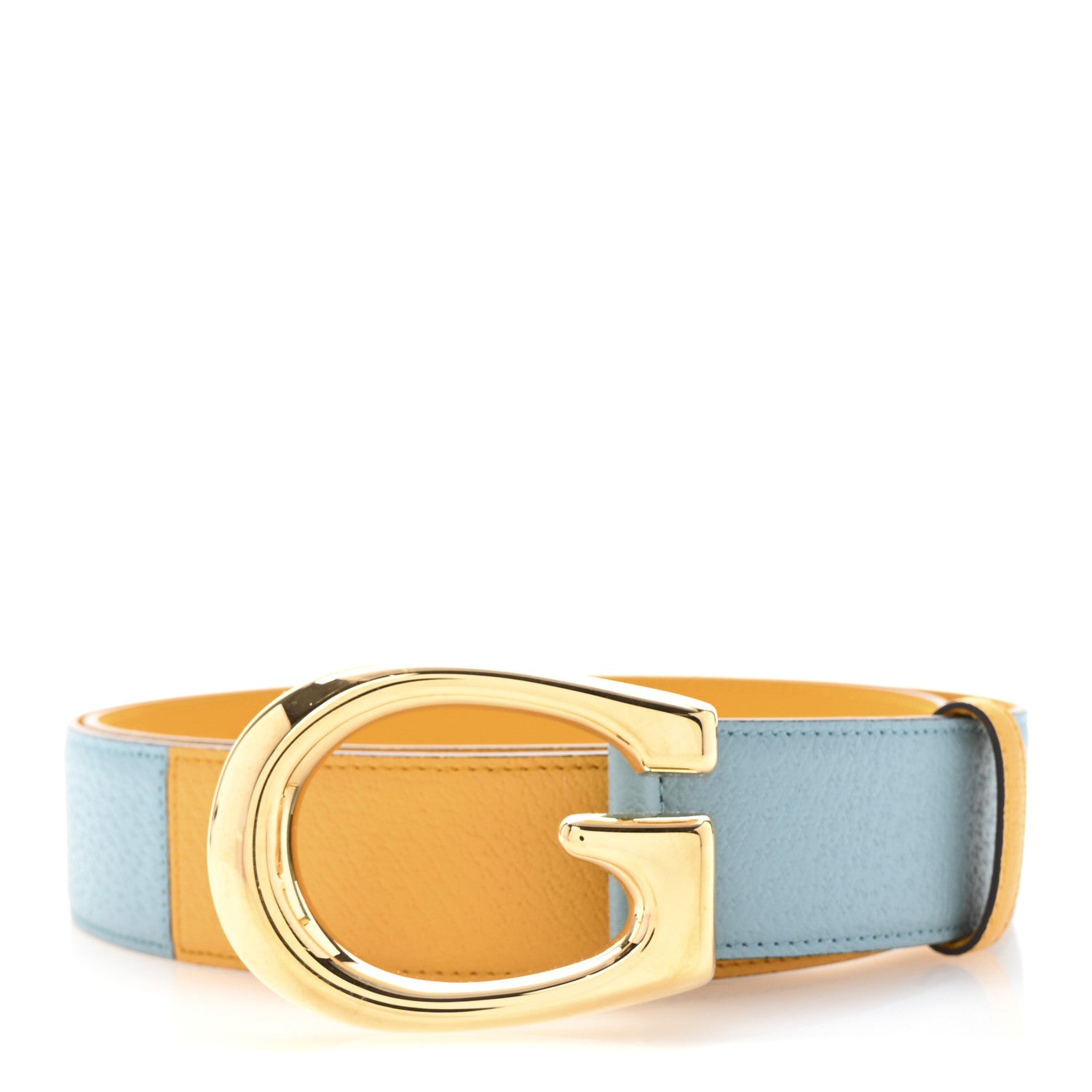 Gucci Textured Dollar Calfskin Criss-Cross Double G Memorable Buckle 40mm Belt 100 40 Dusty Azure Crop 1 of 6