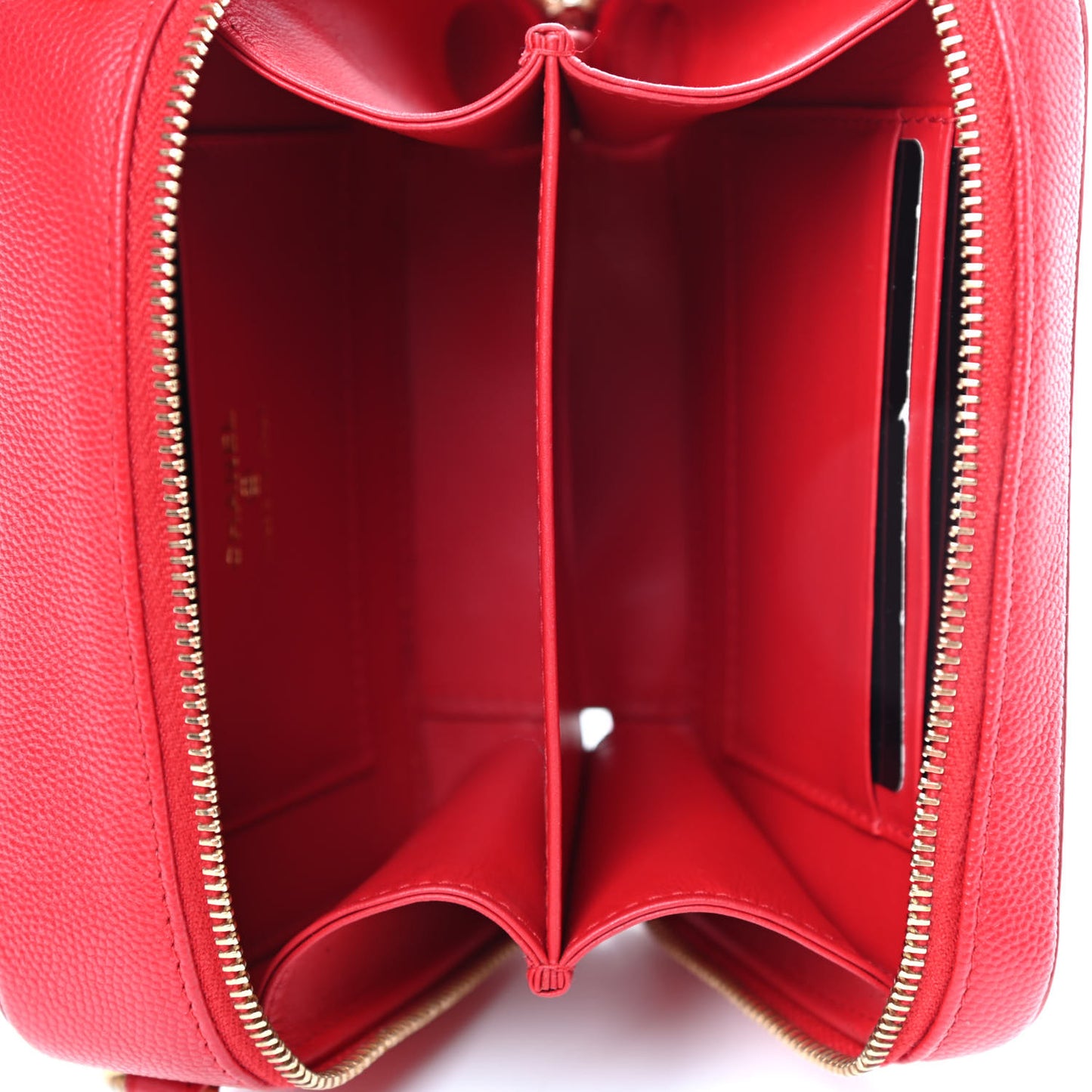 Caviar Quilted Filigree Vanity Clutch With Chain Red
