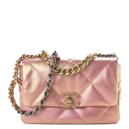 Chanel Iridescent Calfskin Quilted Medium 19 Flap Pink 1 of 10