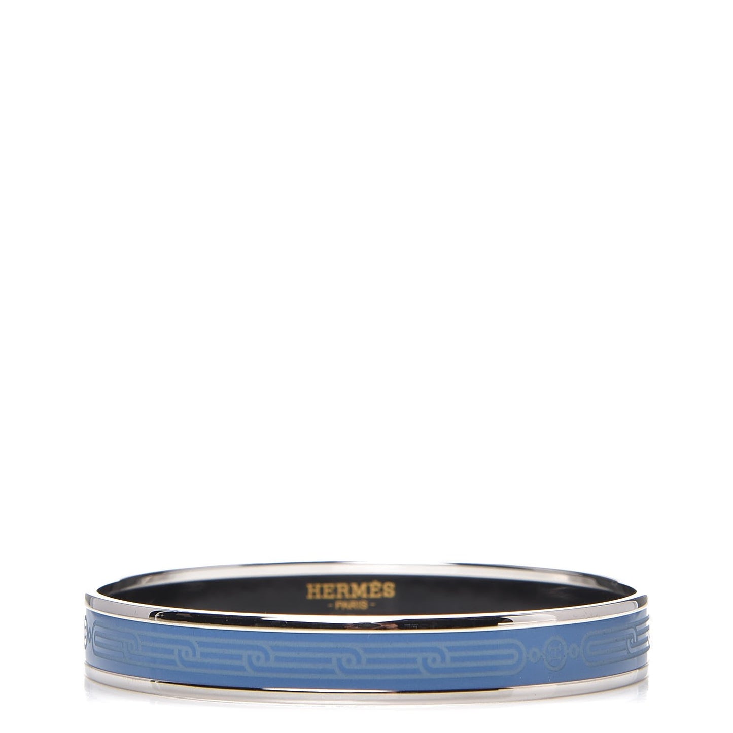 Enamel Printed Narrow Sellier Bracelet 70 Bleu Turquin