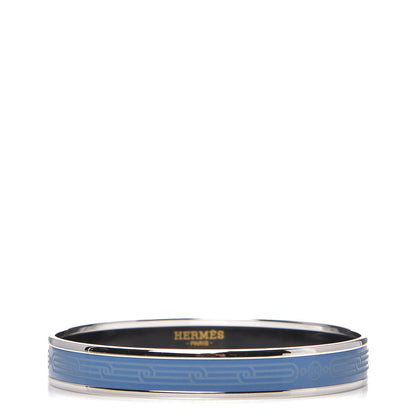 Hermes Enamel Printed Narrow Sellier Bracelet 70 Bleu Turquin 1 of 6