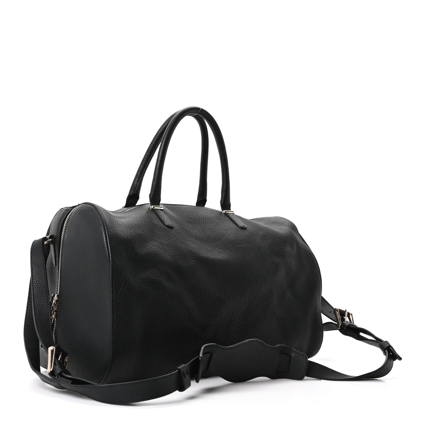 Grained Calfskin Tube Boston Bag Black