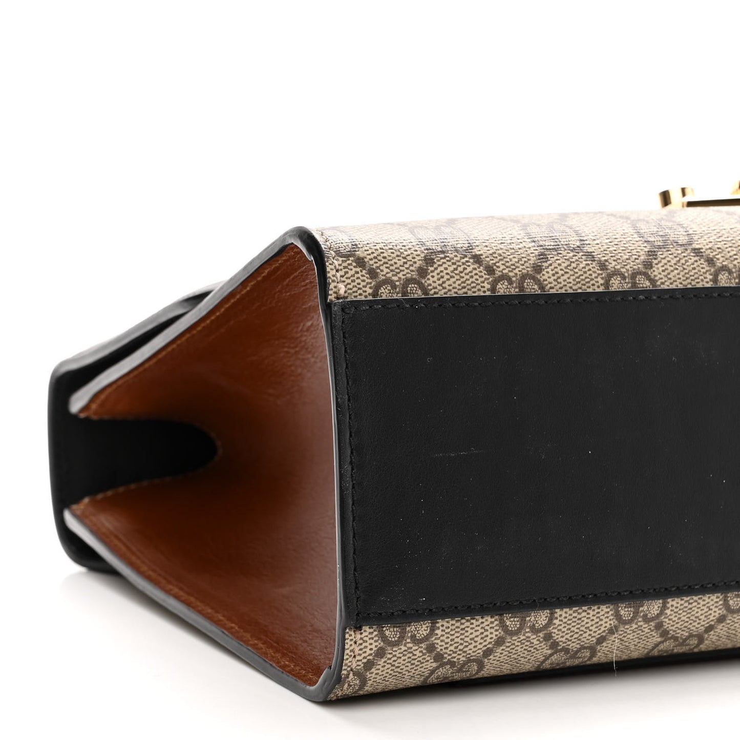 GG Supreme Monogram Calfskin Medium Padlock Shoulder Bag Beige Black Cuir