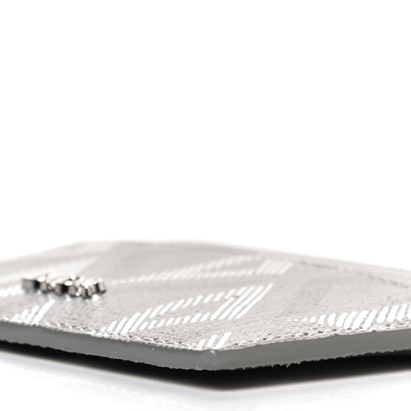 Calfskin CD Diamond Canvas Card Holder Grey