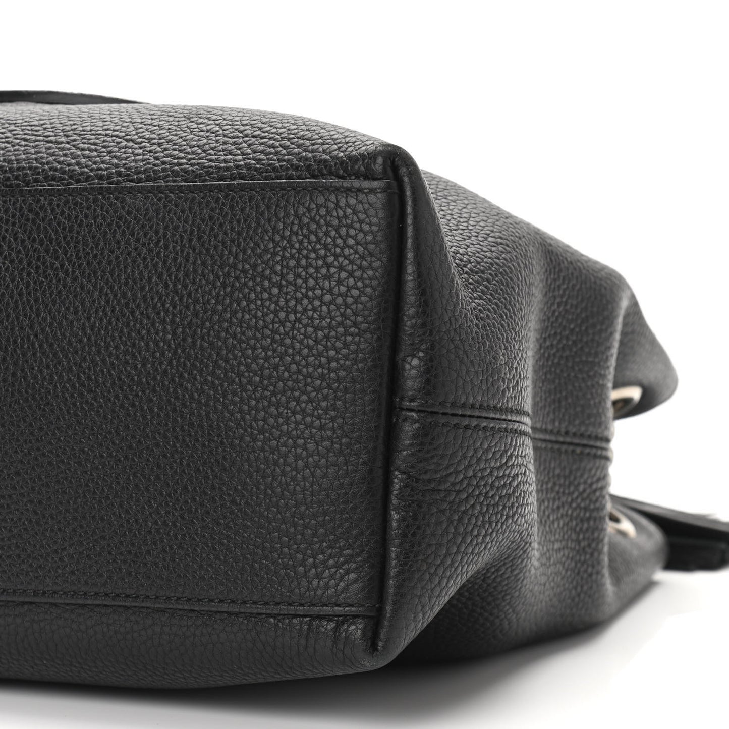 Pebbled Calfskin Studded Medium Soho Chain Shoulder Bag Black