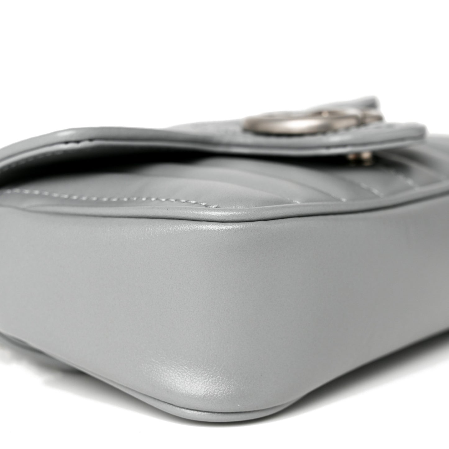 Calfskin Matelasse Aria Super Mini GG Marmont Shoulder Bag Deep Grey