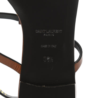Saint Laurent Calfskin Cassandra Monogram Sandals 36.5 Brown 8 of 8