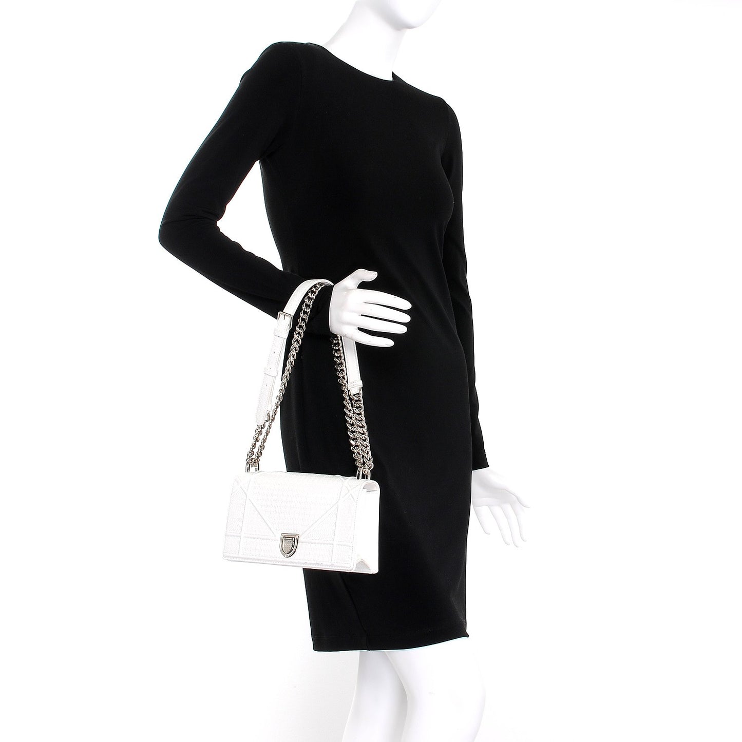 Patent Micro-Cannage Small Diorama Flap Bag White