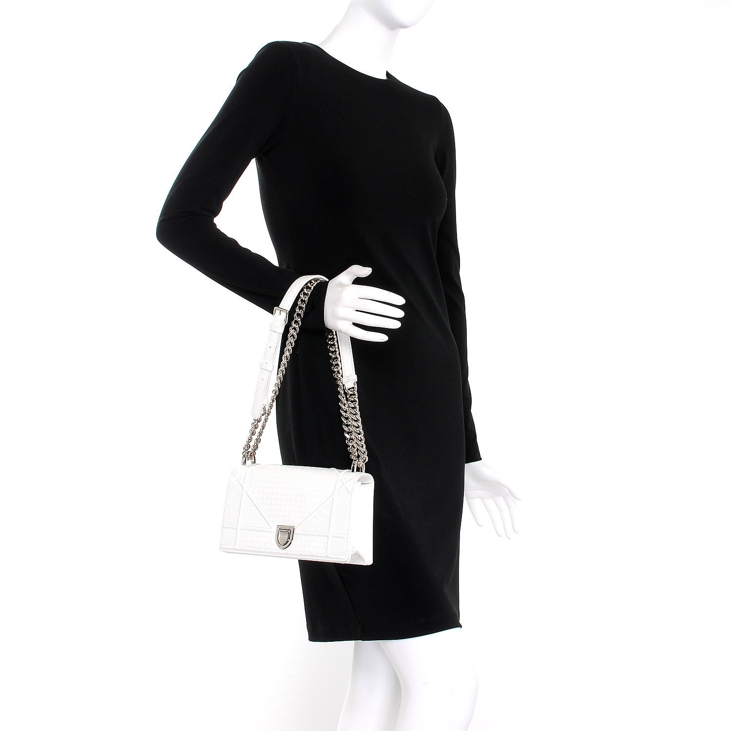 Christian Dior Patent Micro-Cannage Small Diorama Flap Bag White 3 of 11