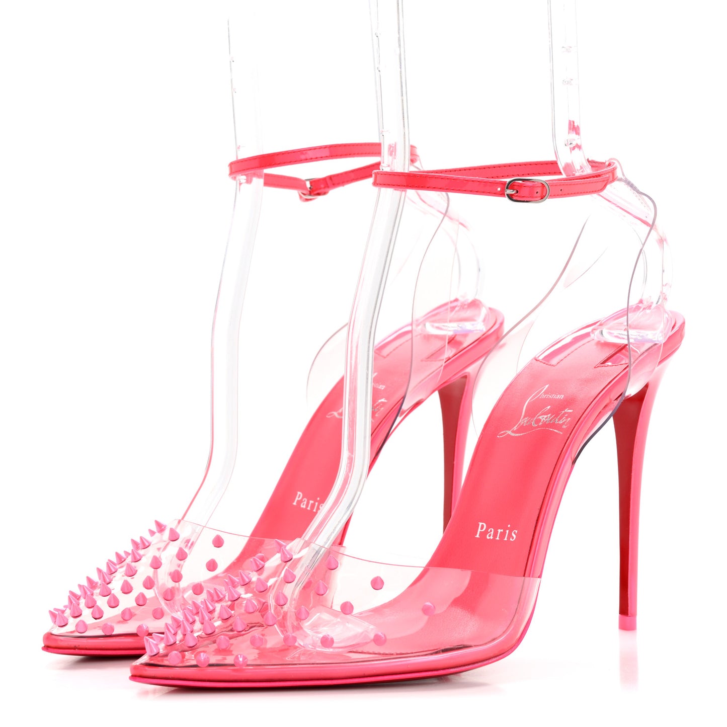 PVC Patent Perle Spikoo 100 Pumps 41 Fluo Pink