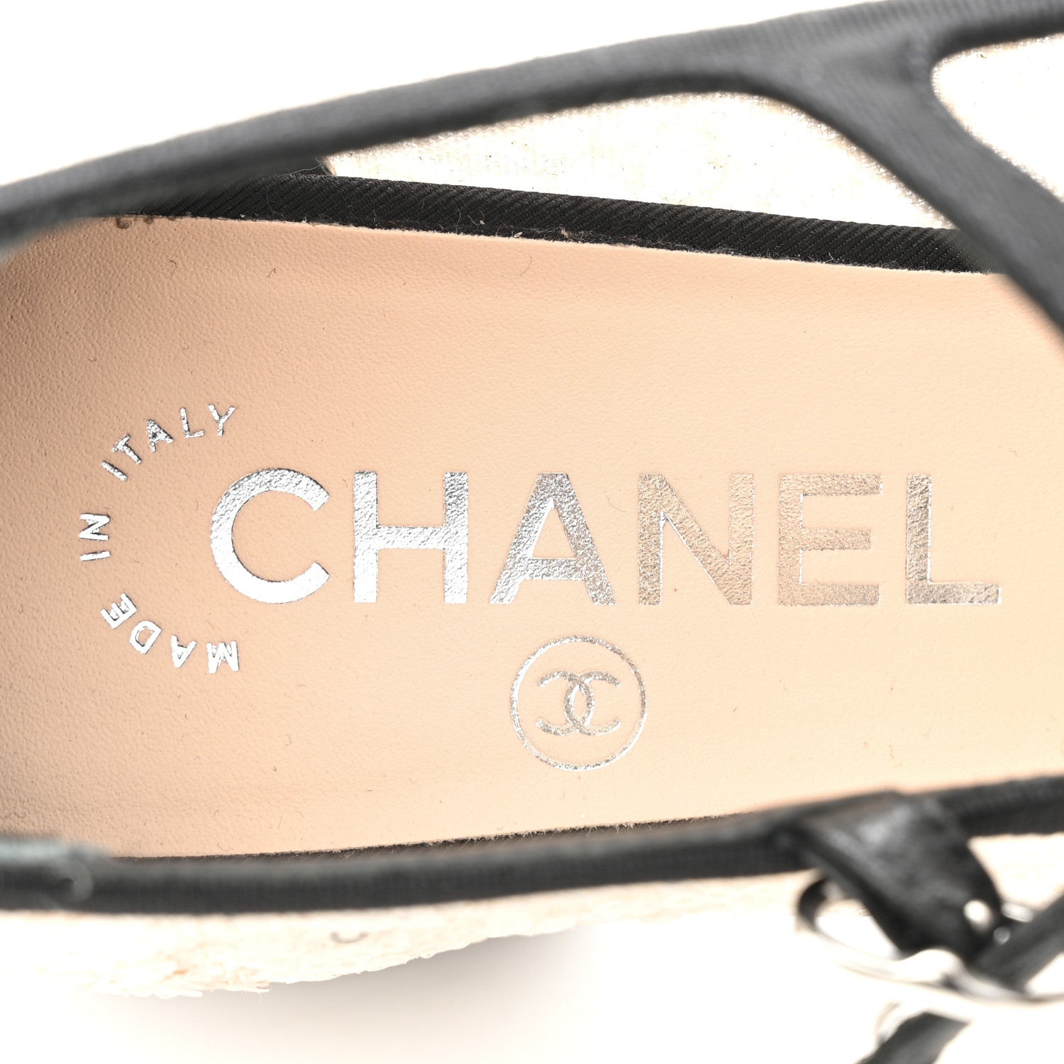 Chanel Glittered Tulle Sequin Grosgrain Cap Toe CC Mary Jane Pumps 36.5 Light Pink Black 8 of 10