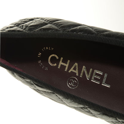 Chanel Aged Calfskin Quilted Cap Toe Ballerina Flats 34 Black 12 of 14