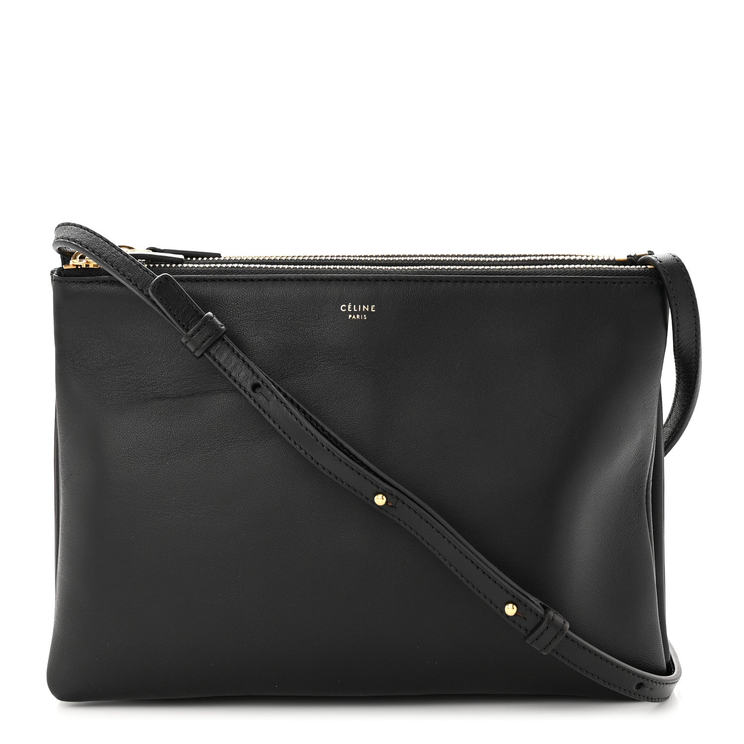 Celine Lambskin Large Trio Crossbody Bag Black 1 of 9