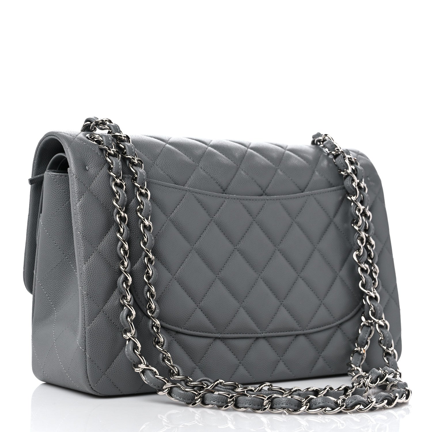 Chanel Caviar Quilted Jumbo Double Flap Grey 3 of 9