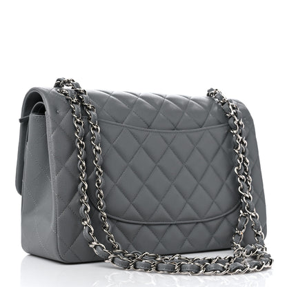 Chanel Caviar Quilted Jumbo Double Flap Grey 3 of 9