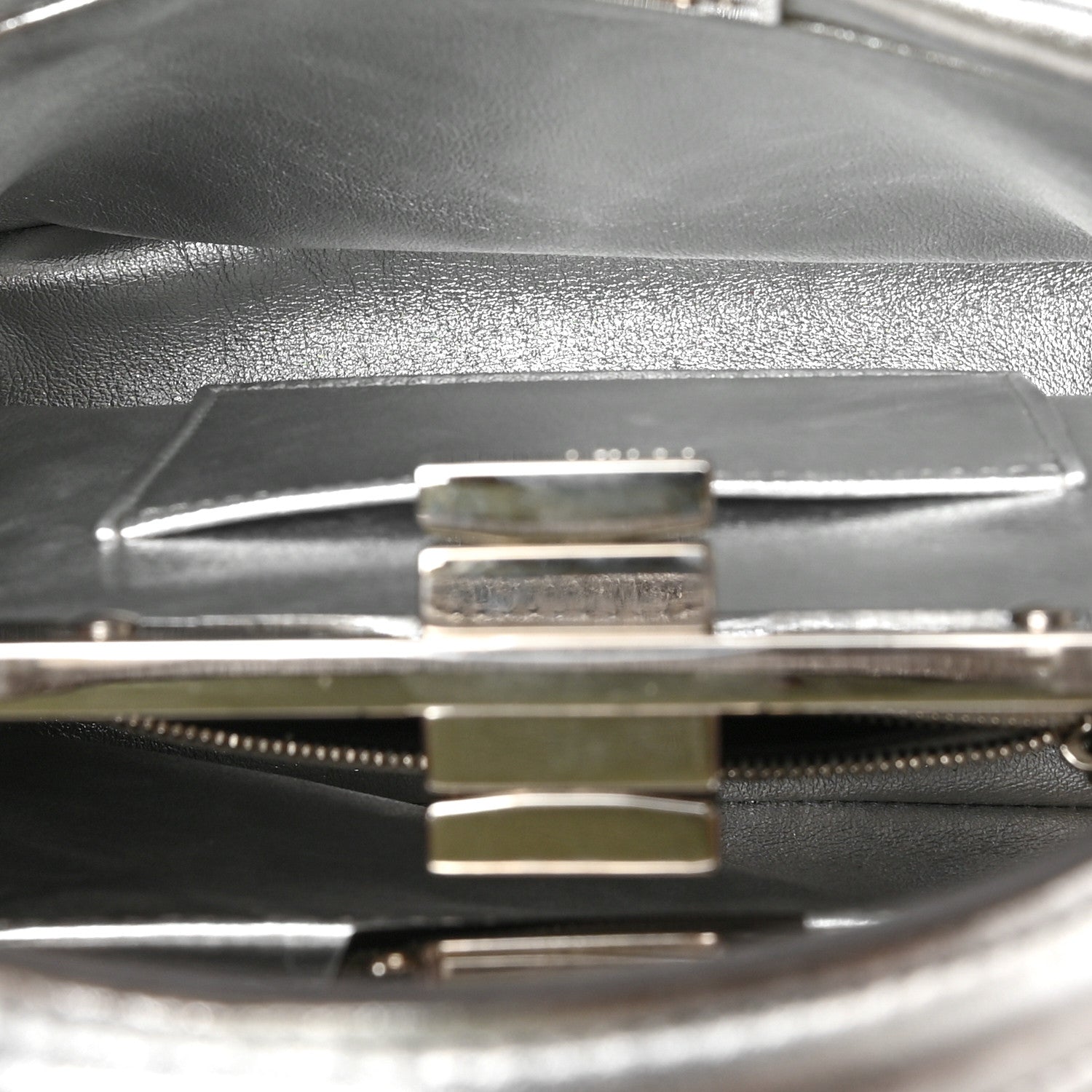 Fendi Vitello Catalan Mirror Sequin FF 1974 Embroidered Mini Peekaboo Iconic Satchel Argento 4 of 7