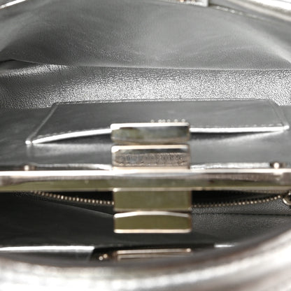 Fendi Vitello Catalan Mirror Sequin FF 1974 Embroidered Mini Peekaboo Iconic Satchel Argento 4 of 7