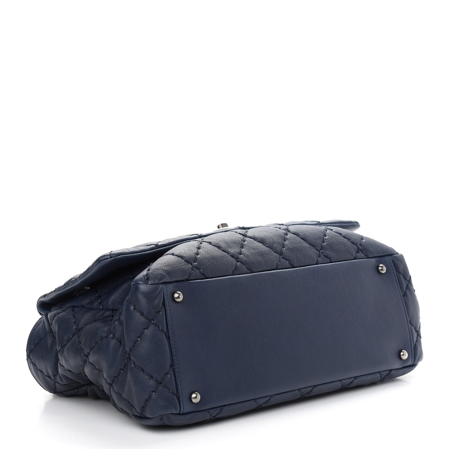 Calfskin Stitch It Accordion Flap Blue