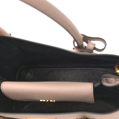 Prada Saffiano Cuir Small Double Bag Cammeo Black 5 of 12
