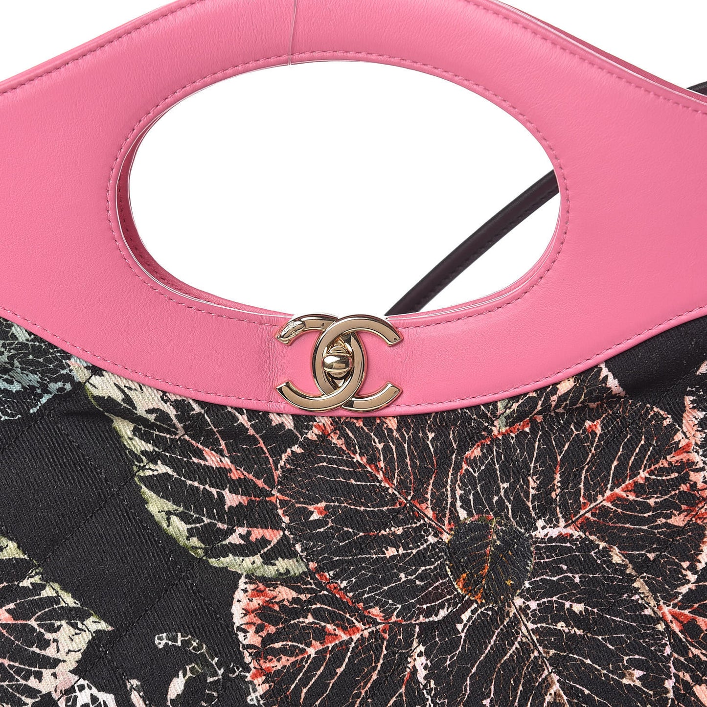 Calfskin Canvas Printed Medium 31 Shopping Bag Pink Black