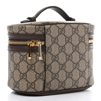 Gucci GG Supreme Monogram Textured Calfskin Web Ophidia Vanity Cosmetic Case Beige Ebony New Acero 3 of 8