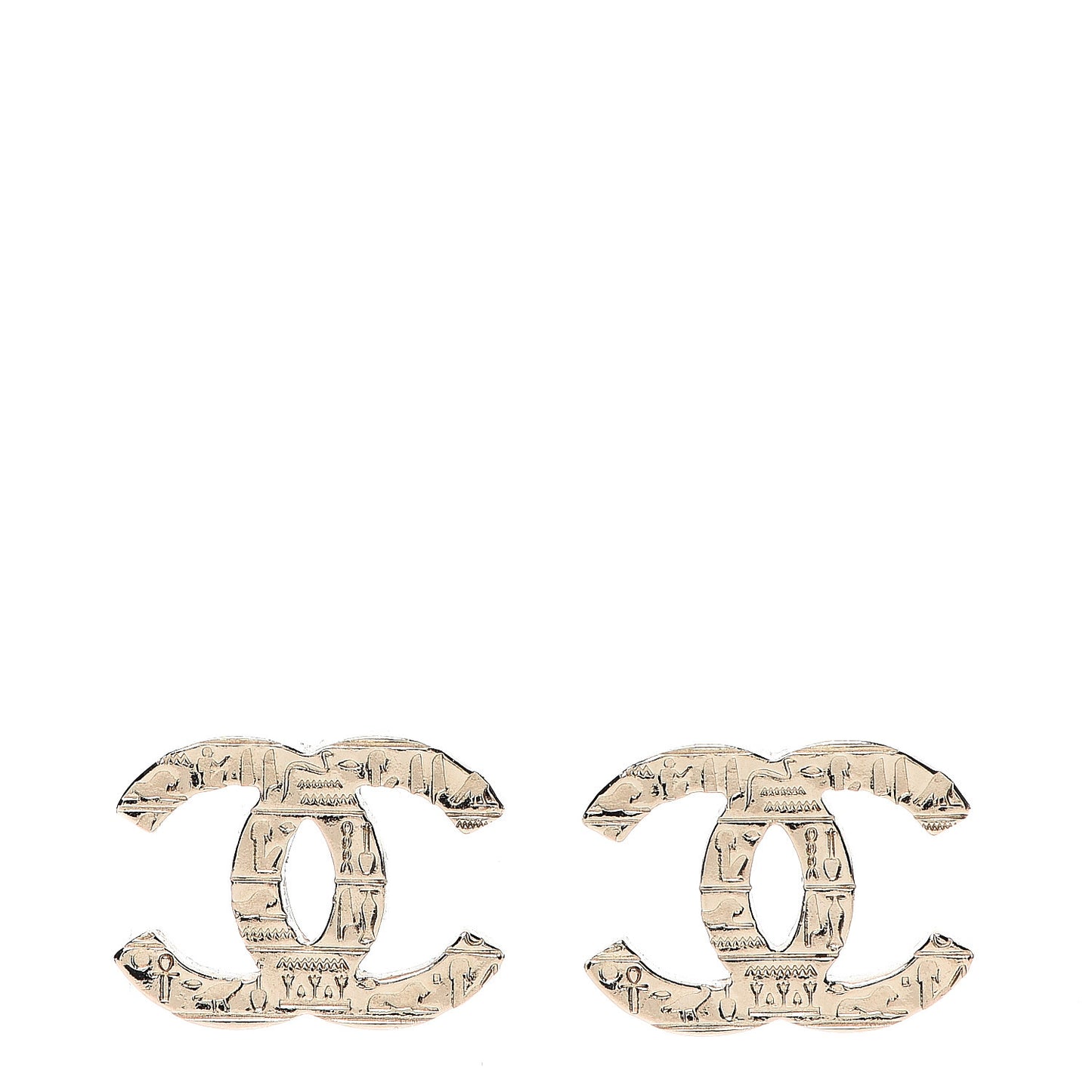 Metal Scarab CC Earrings Light Gold