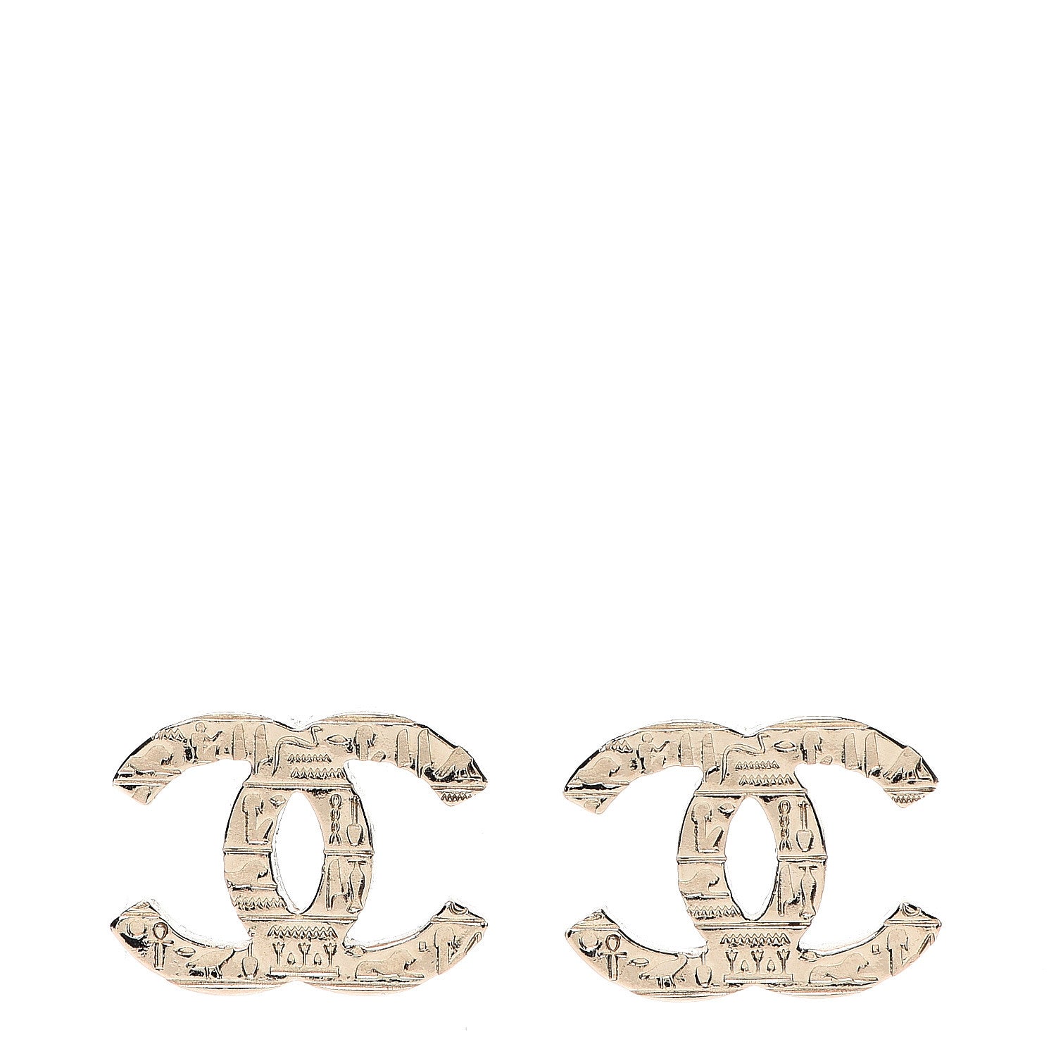 Chanel Metal Scarab CC Earrings Light Gold 1 of 5